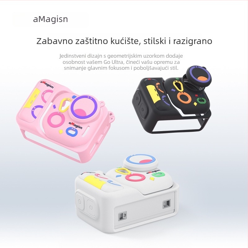 Amai silikonska zaštitna futrola za Insta360 GO Ultra – kompatibilna Tf22-a/b/c; uključuje zaštitnu kapicu za objektiv, kaiš za vrat, konac protiv gubitka objektiva i naljepnicu s logom