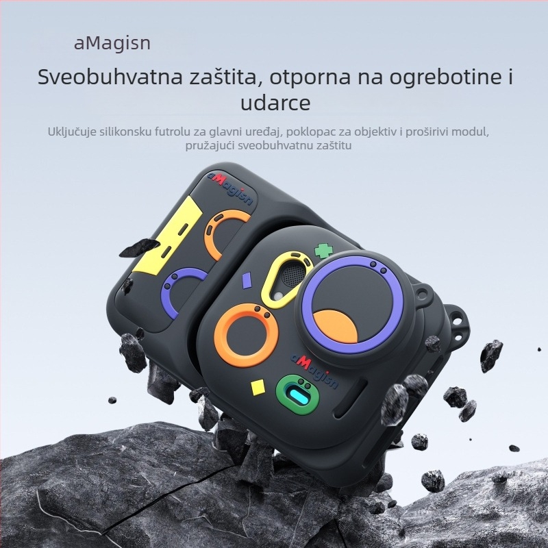 Amai silikonska zaštitna futrola za Insta360 GO Ultra – kompatibilna Tf22-a/b/c; uključuje zaštitnu kapicu za objektiv, kaiš za vrat, konac protiv gubitka objektiva i naljepnicu s logom