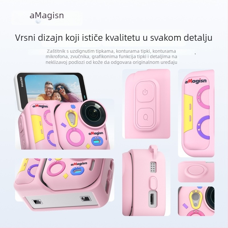 Amai silikonska zaštitna futrola za Insta360 GO Ultra – kompatibilna Tf22-a/b/c; uključuje zaštitnu kapicu za objektiv, kaiš za vrat, konac protiv gubitka objektiva i naljepnicu s logom