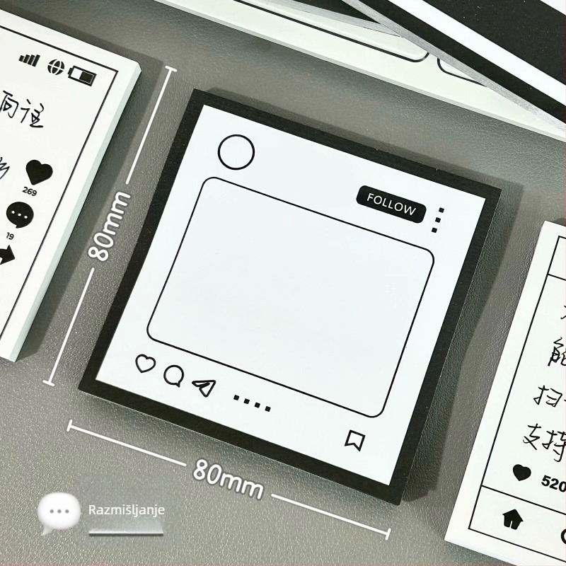 Blok bilješki s ljepljivim stranama, 50 unutarnjih stranica, spreman za lijepljenje, Marka: Other, bez IP licence