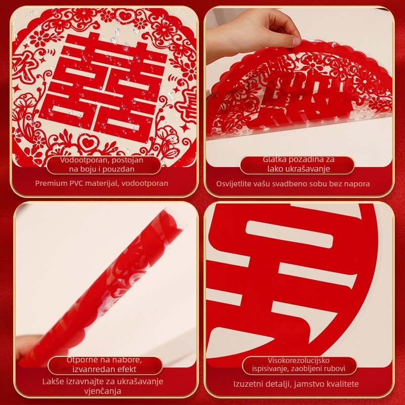 Vjenčani elektrostaticki prozorski naljepnica - PVC, Taocai, Nije uvoz, Kategorija: Sretna riječ