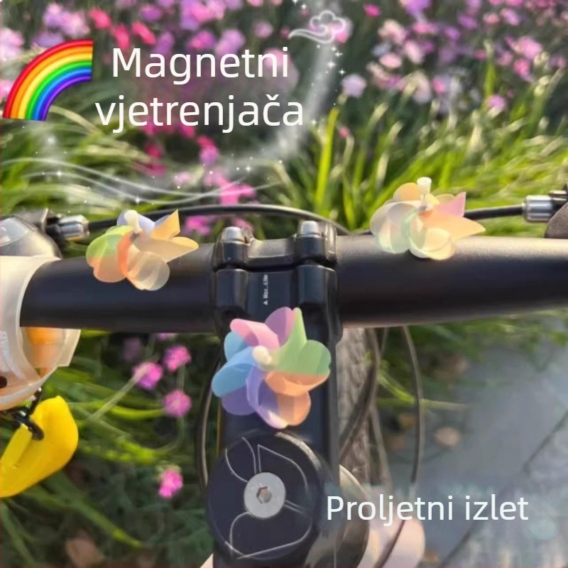 Ukras za bicikl s rotirajućom vjetrenjačom i motivom sakure na prednjem okviru – 3D naljepnica, ljepilo za montažu