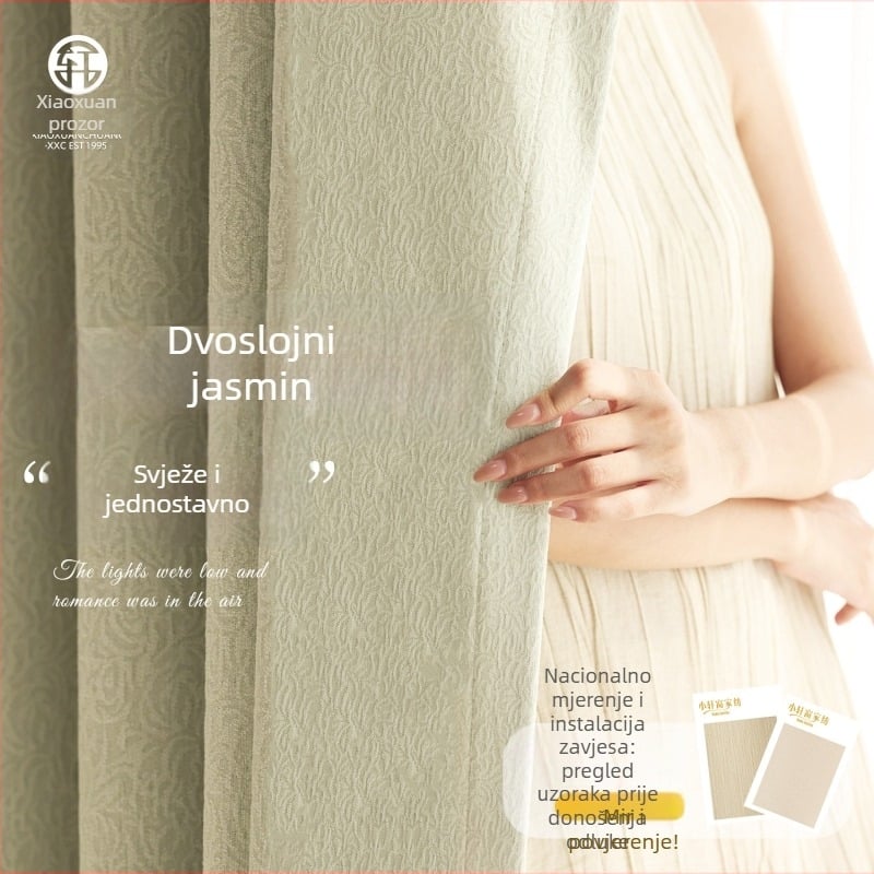 Dvostrane Chenille zavjese s Jasmine uzorkom, Francuski stil lagan luksuz, Visoko sjenčenje 71–99%, za dnevni boravak i spavaću sobu