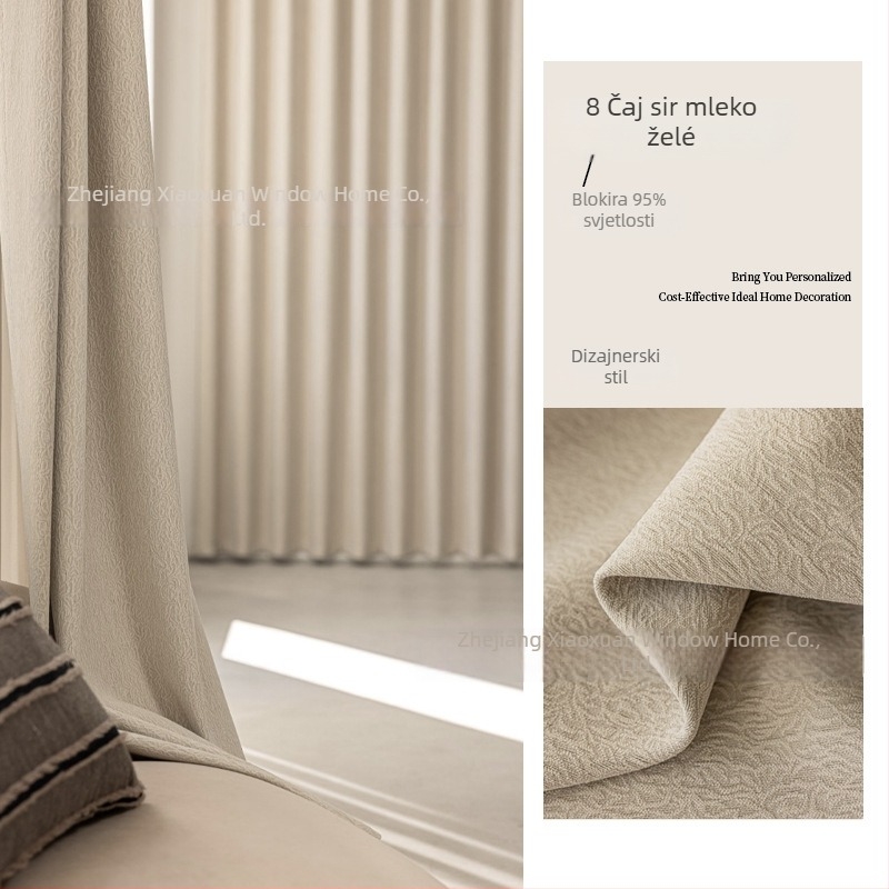 Dvostrane Chenille zavjese s Jasmine uzorkom, Francuski stil lagan luksuz, Visoko sjenčenje 71–99%, za dnevni boravak i spavaću sobu