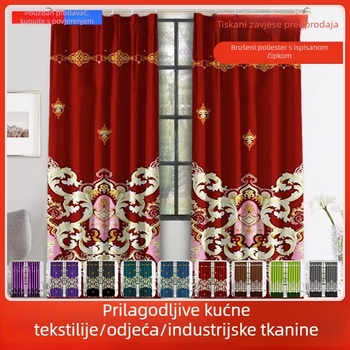 Zavjese za dnevni boravak, bez bušenja, poliester tiskani materijal, djelomična zasjenjenost 40-70%, stil Jugoistočne Azije