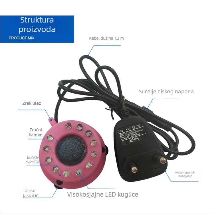 LED svjetlo za akvarij s mjehurićima – promjenjiva boja, dekorativno osvjetljenje (Materijal: Plastika; Snaga: 1W; Funkcija: pejzažno uređenje; Težina: 0,3 kg; Podrijetlo: Guangdong)