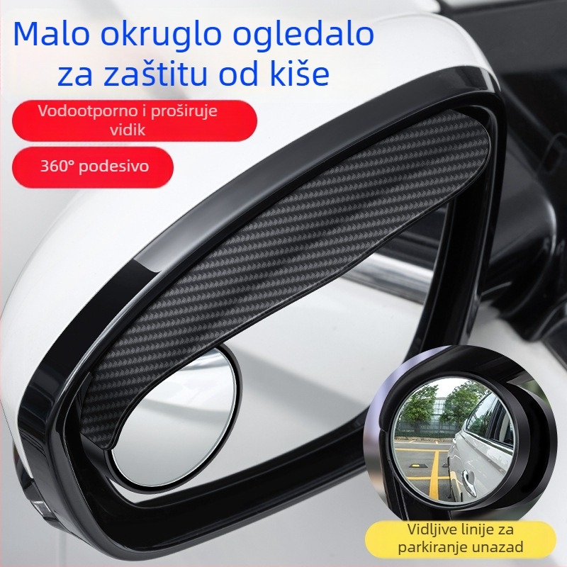 Chenyi ABS univerzalni automobilni dodatak za mrtve kutove – 360° retrovizor s zaštitom od kiše, univerzalna kompatibilnost, ugradnja klip + ljepilo