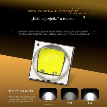 IP68 vodootporna punjiva LED svjetiljka, 15W SST40, 4400mAh, domet 200–500 m