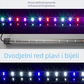 Podvodna LED svjetiljka za akvarij, vodootporna, PVC-staklo, model T4-20, 3–12W, 150 g, za vodene biljke