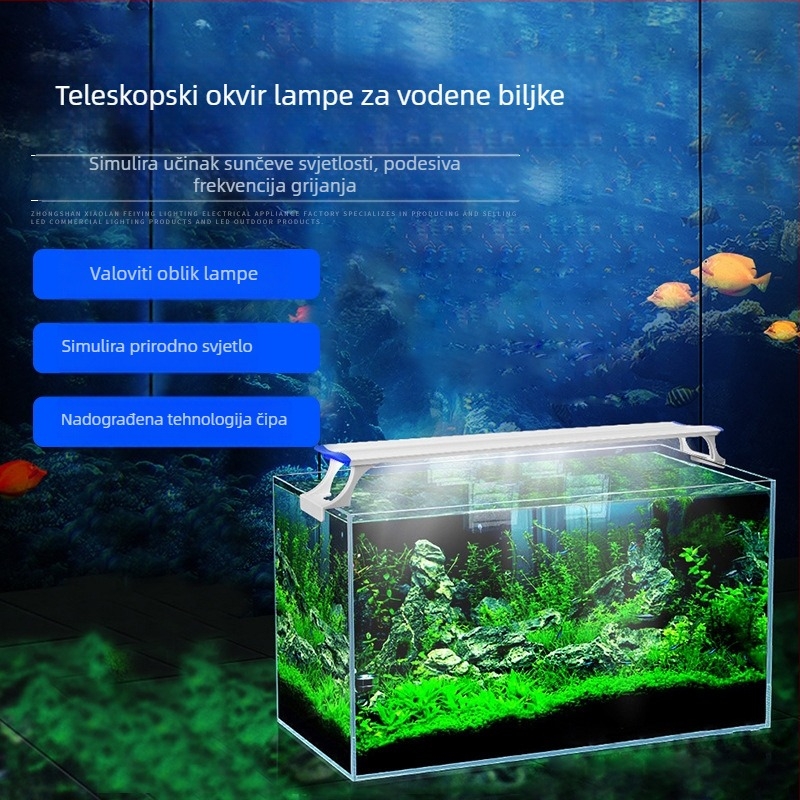 LED svjetlo za akvarij s teleskopskim stalkom – potpuno spektralno, štedljivo, otporno na prskanje za vodene biljke; Snaga: 10–17W; Materijal: Plastika; Težina: 2 kg