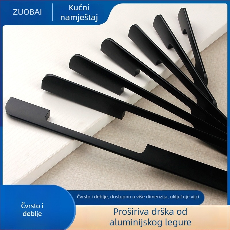 Ručka za ormar, model F077, aluminijska legura, lijevanje pod pritiskom, šipkastog oblika, montaža na površinu