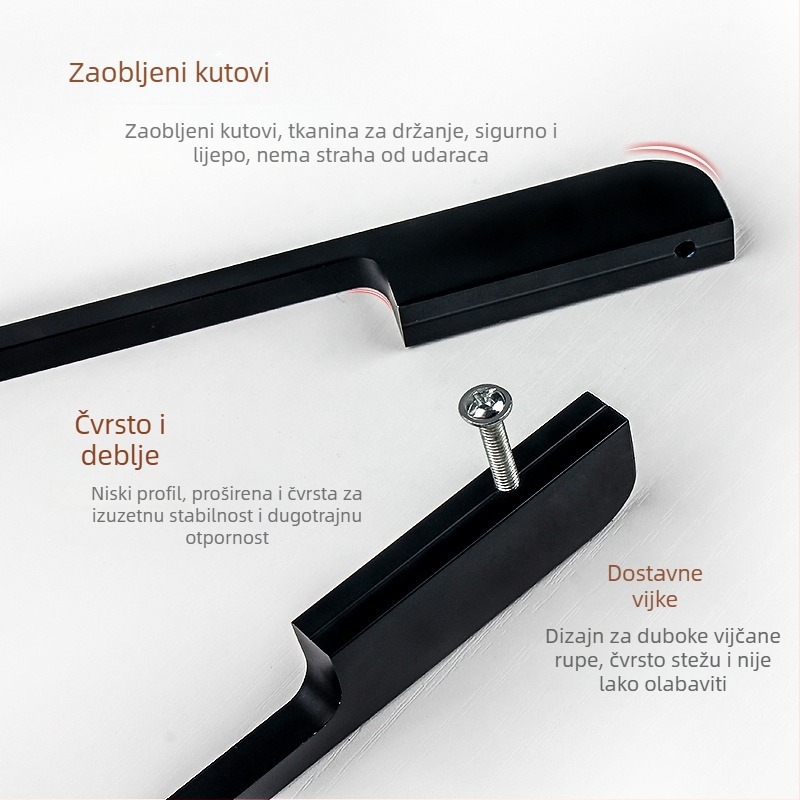 Ručka za ormar, model F077, aluminijska legura, lijevanje pod pritiskom, šipkastog oblika, montaža na površinu