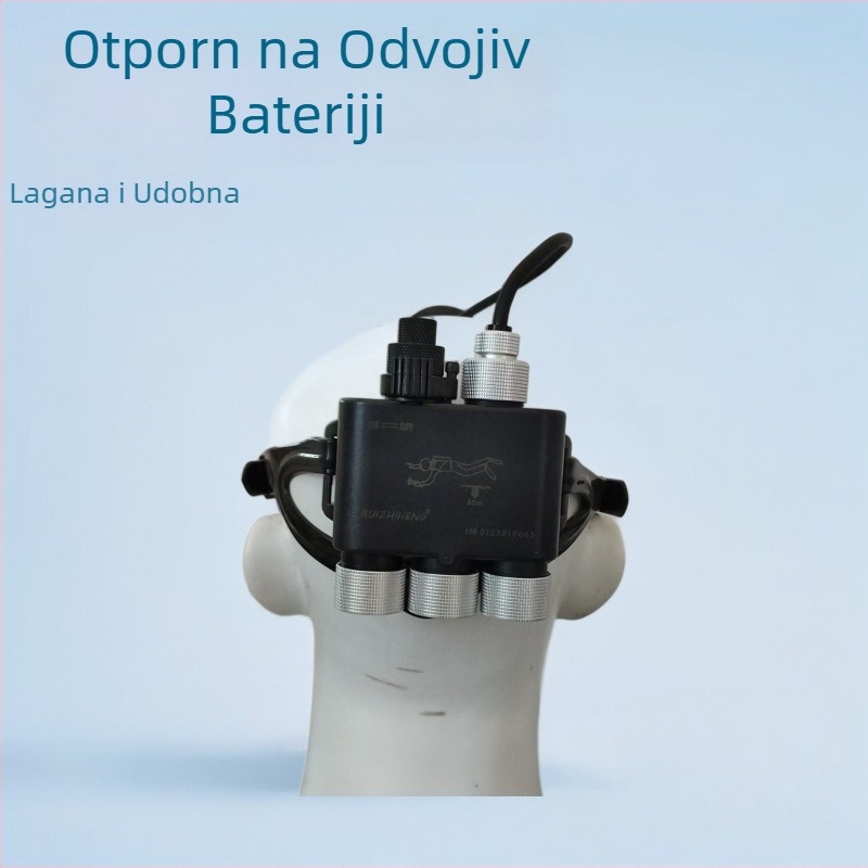 Ronilačko svjetlo za masku s LED-om XHP50, kućište od aluminijske legure, 3×18650 baterija