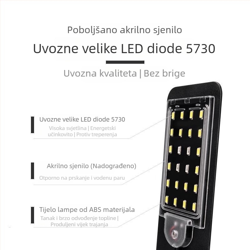 X5 LED klip lamp za akvarij s visokim jasom, plavo-bijela svjetlost, tanak dizajn, za male akvarije