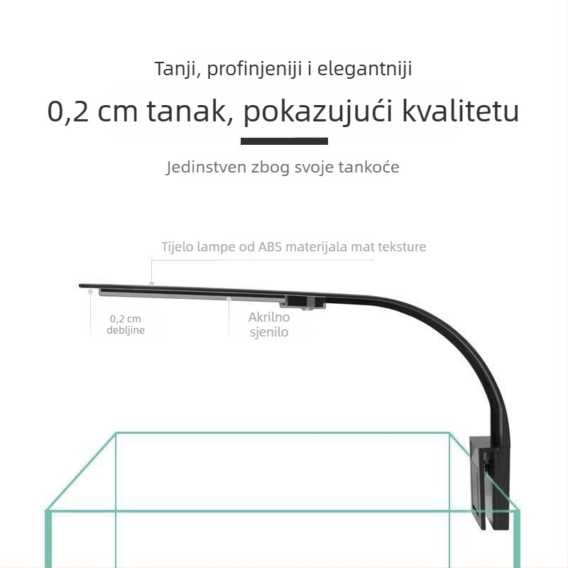 X5 LED klip lamp za akvarij s visokim jasom, plavo-bijela svjetlost, tanak dizajn, za male akvarije