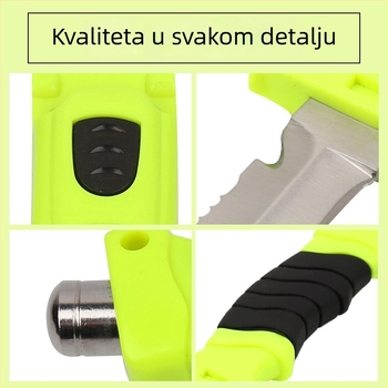 Runxiang Nož za spašavanje na vodi — nož za rezanje užeta, nehrđajući čelik, višenamjenski, svjetleći, za vodeno spašavanje i intervencije u požaru