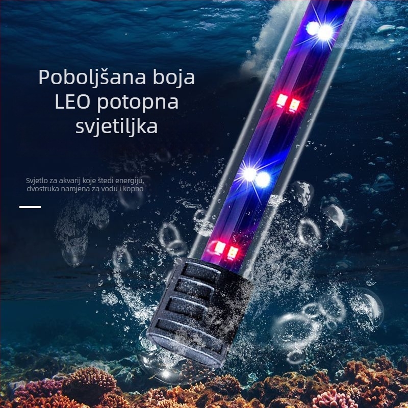 Akvarijska rasvjeta, vodootporna podvodna svjetlosna cijev, mali akvarij, svjetlo s punim spektrom za ukrasne vodene biljke, svjetlo za ribu zmaja