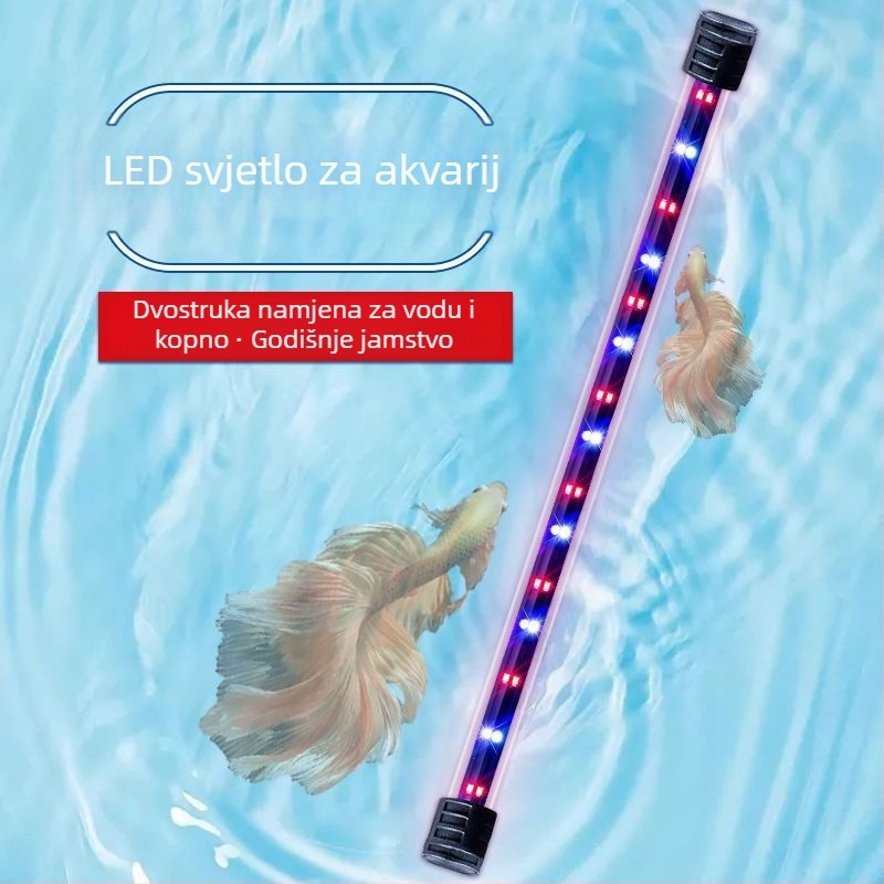 Akvarijska rasvjeta, vodootporna podvodna svjetlosna cijev, mali akvarij, svjetlo s punim spektrom za ukrasne vodene biljke, svjetlo za ribu zmaja
