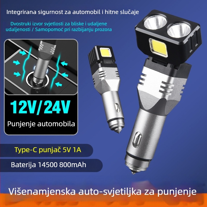 Ručna LED baterija s Type-C punjenjem, otvaranje stakla, snažan magnet, 3W LED, domet 100 m