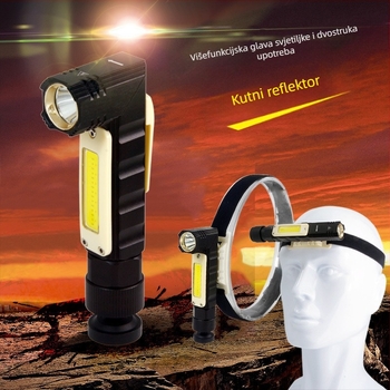 LED čelna svjetiljka s 90° sklopom, USB punjenjem, 360° rotacijom, 10W snage, IPX4 vodootporan