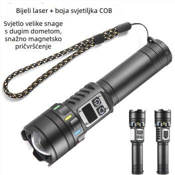Laser svjetiljka, aluminijsko kućište, punjiva baterija 1800mAh, 20W snaga, domet 500 m