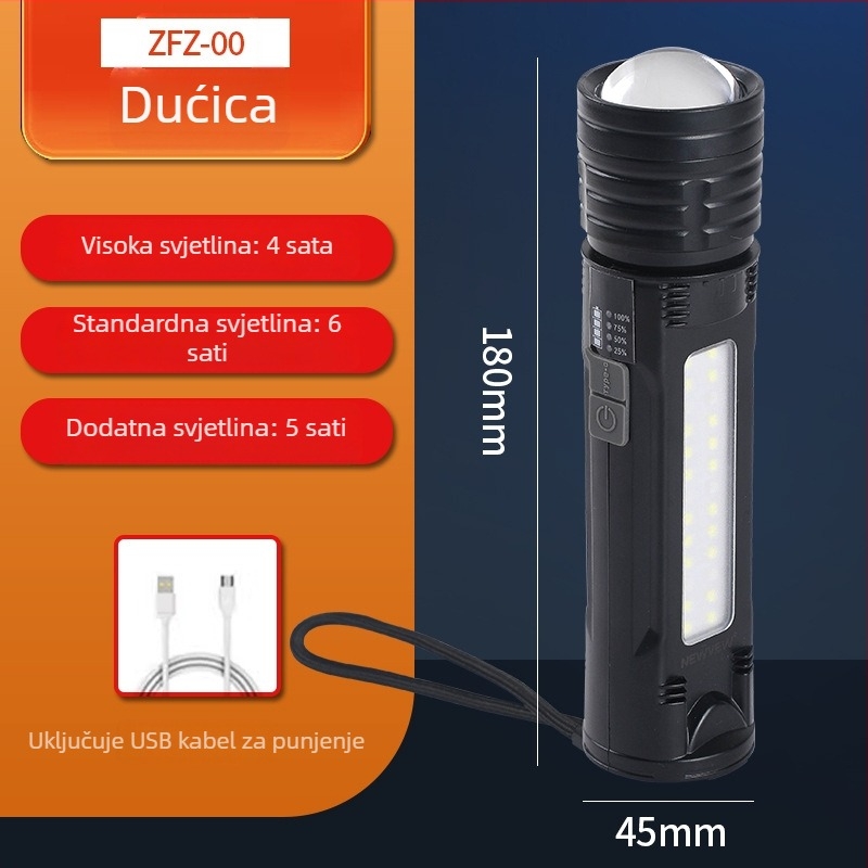 Laserska svjetiljka za vanjske avanture, punjiva, 20 W, 4800 mAh, 360° rotacija, domet ≥ 500 m