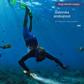 Potapljačka LED svjetiljka, vodootporna, 5W, LED izvor, 4x AA baterije, domet 50–100 m