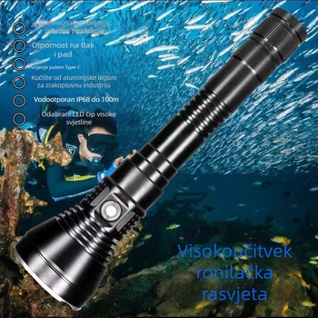 Profesionalna vanjska potopna LED svjetiljka s XHP70 visokoučinkovitim LED-om, 50W, aluminijska legura, domet 200–500 m