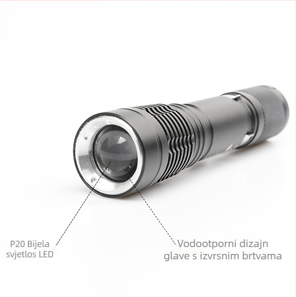 Ronilačka svjetiljka – LED, 5W, domet 100–200 m, kućište od aluminijske legure, baterija koja se može puniti