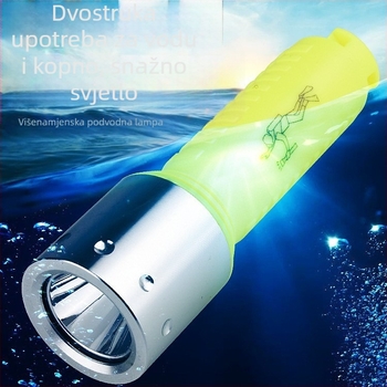 Potapljačka LED svjetiljka, kućište od plastike i aluminijske legure, napajanje baterijama, ultra-tanki dizajn, za ronjenje, planinarenje, kampiranje i špilje