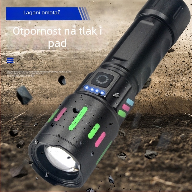 LED svjetiljka s tijelom od aluminijske legure, 4000 mAh, 10W LED, domet preko 500 m, ručno punjenje