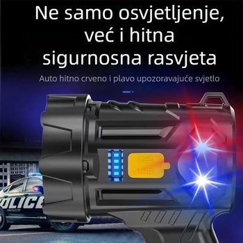 Prijenosna LED svjetiljka s punjenjem solarnim i USB-om, ručni pokretač, 4200mAh, 20W, domet preko 500 m