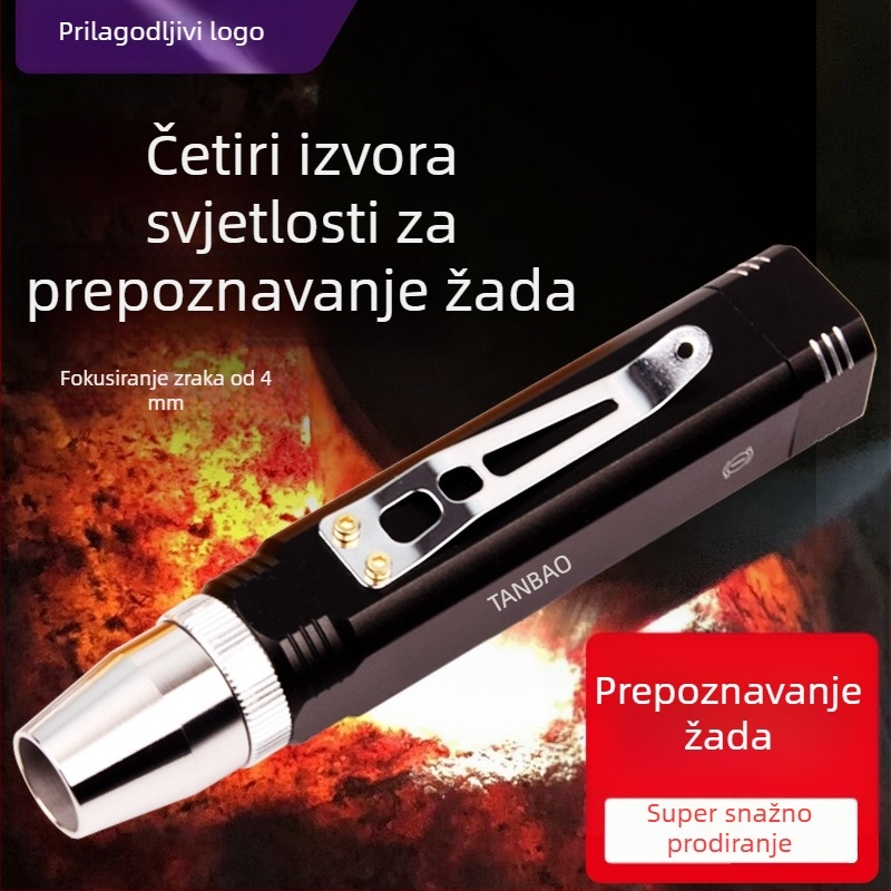 Baterka s četiri LED za identifikaciju nefrita, 10W, punjiva, aluminijska legura