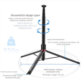 Prijenosni foto-stativ s rolnim sustavom za mobitel — aluminijska zlitina, nosivost 2–5 kg, pločica brzog otpuštanja, bez PTZ