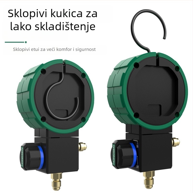 Hongsen HS-D480AH/L Digitalni tlakmjer za rashladno sredstvo za klimatizaciju — visok i nizak tlak