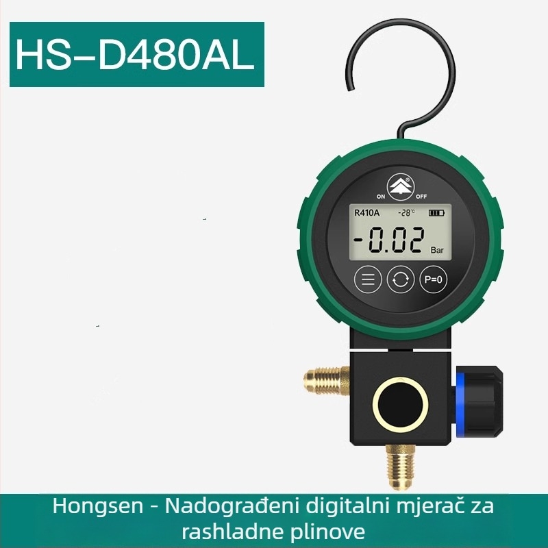 Hongsen HS-D480AH/L Digitalni tlakmjer za rashladno sredstvo za klimatizaciju — visok i nizak tlak