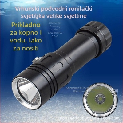 Profesionalni ronilački LED svjetiljka, kućište od aluminijske legure, 10W, ručno napajanje, domet 200–500 m