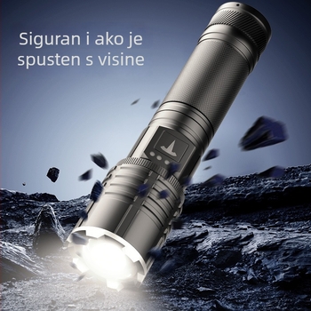 LED svjetiljka s optičkim zumom, baterija 5000mAh, 30W snage, kućište od aluminijske legure, funkcija power bank