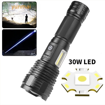 LED baterijska svjetiljka za vanjsku upotrebu s bočnim svjetlom i dugim dometom (10W; domet 100–200 m; kućište od aluminijske legure; prihvaća bateriju 18650/26650, nije uključena)