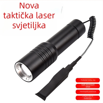 Taktička LED svjetiljka s optičkim zoomom, 10W, punjiva, domet 200–500 m, 360° rotacija