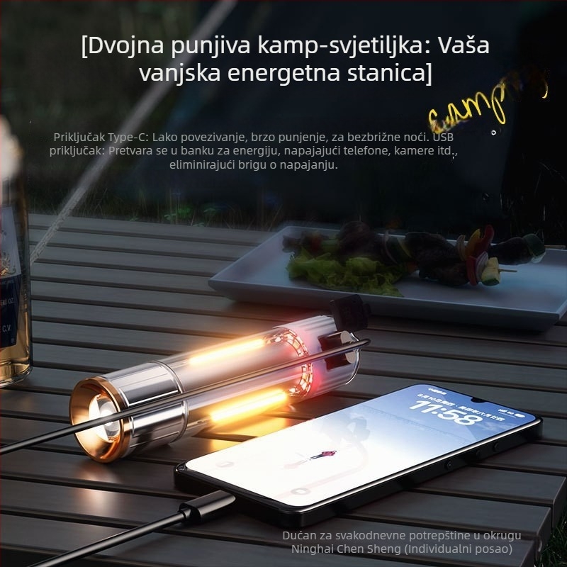 Prenosna vanjska višenamjenska LED svjetiljka i svjetlo za šator — LED, 10W, 1800mAh, višestruki izvor svjetla za kampiranje
