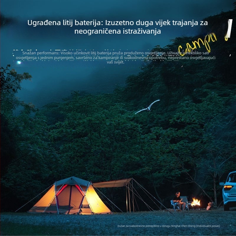 Prenosna vanjska višenamjenska LED svjetiljka i svjetlo za šator — LED, 10W, 1800mAh, višestruki izvor svjetla za kampiranje