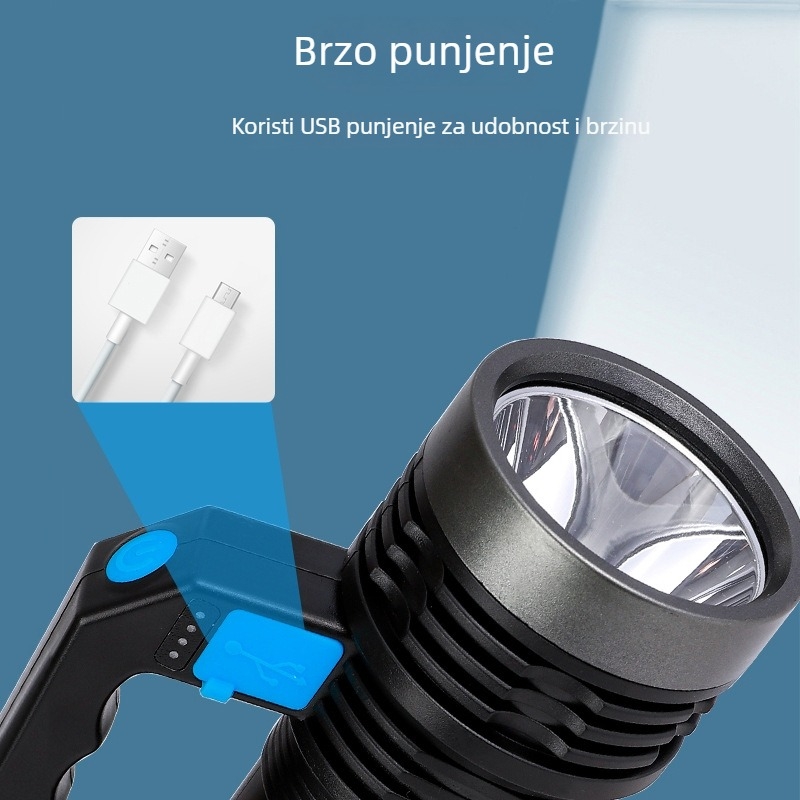 LED svjetiljka – dugi domet, punjiva, 5W, 1500 mAh, domet 100–200 m