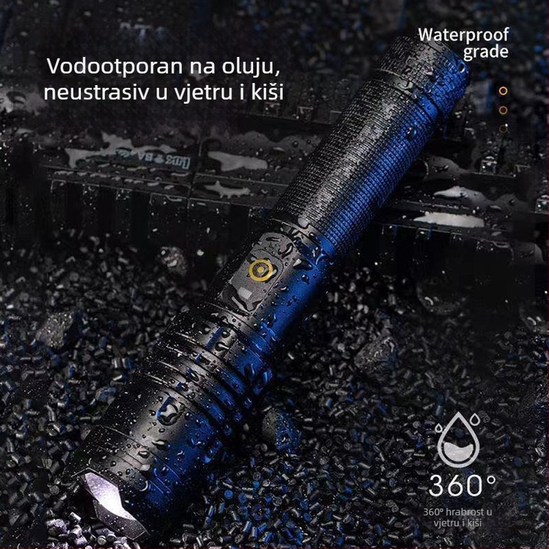 Ručna LED svjetiljka s punjenjem za telefon, vanjska hitna rasvjeta dugog dometa, baterija 2000mAh, 360° rotacija, ugrađeni punjač