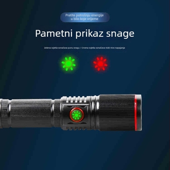 LED baterijska svjetiljka od aluminijske legure, Type-C punjenje, teleskopski zum, baterija 2000 mAh, domet 200–500 m