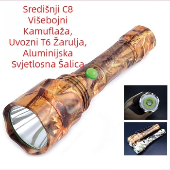 LED ručna svjetiljka, punjiva, 10W, aluminijska legura, domet 200–500 m