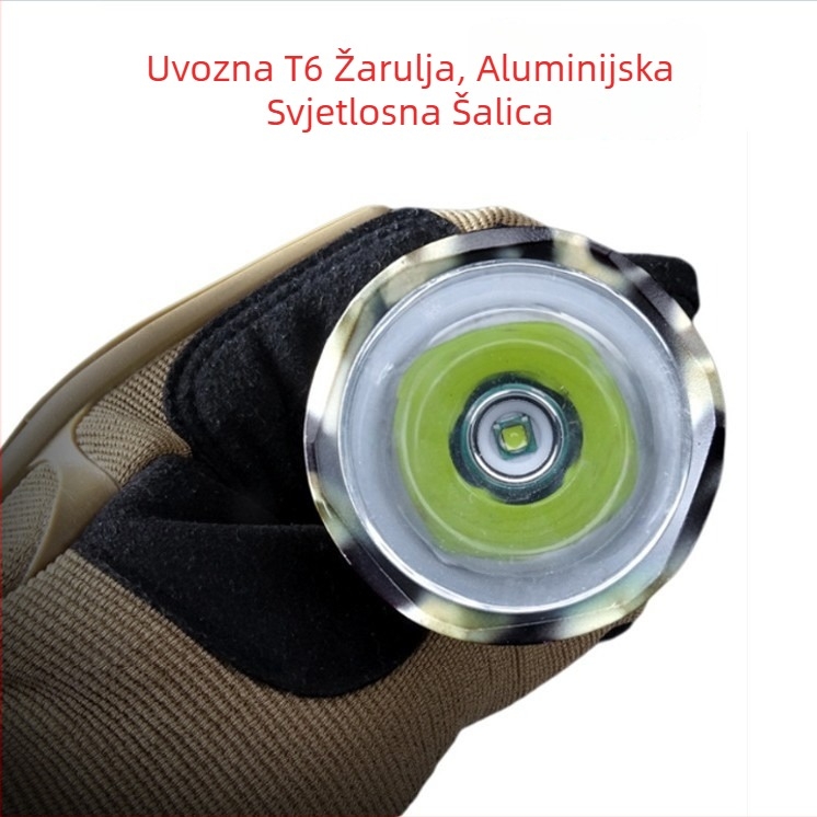 LED ručna svjetiljka, punjiva, 10W, aluminijska legura, domet 200–500 m