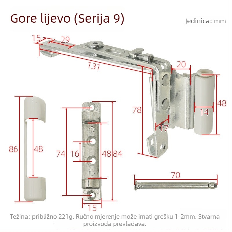 Kutni šarka za vrata i prozore, željezo, galvanizirani premaz, običan debeli šark, model Corner hinge