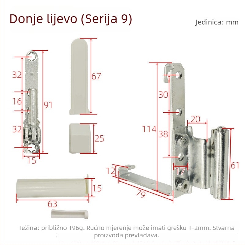 Kutni šarka za vrata i prozore, željezo, galvanizirani premaz, običan debeli šark, model Corner hinge