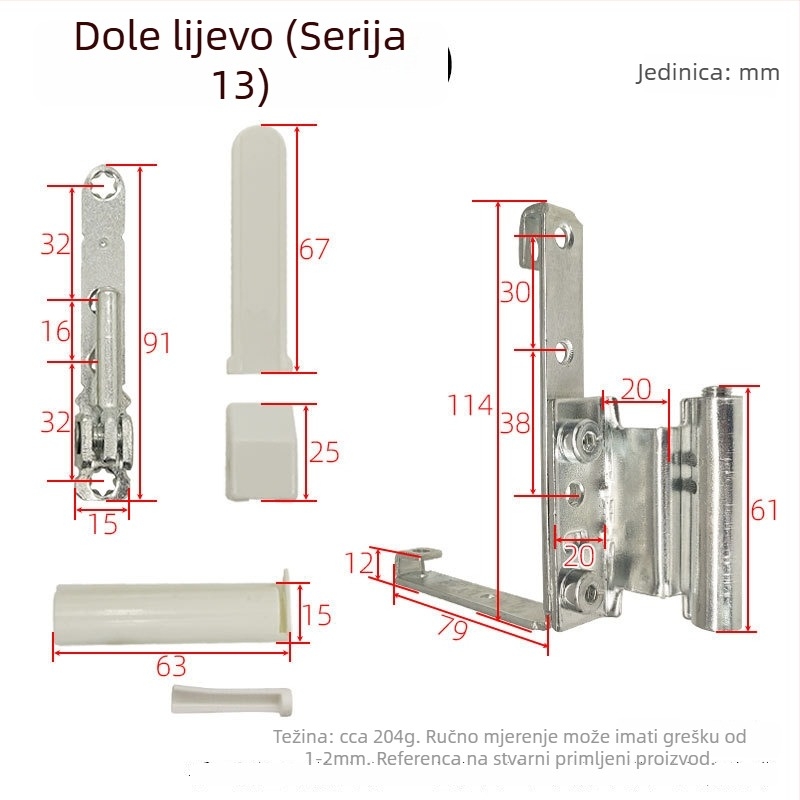 Kutni šarka za vrata i prozore, željezo, galvanizirani premaz, običan debeli šark, model Corner hinge